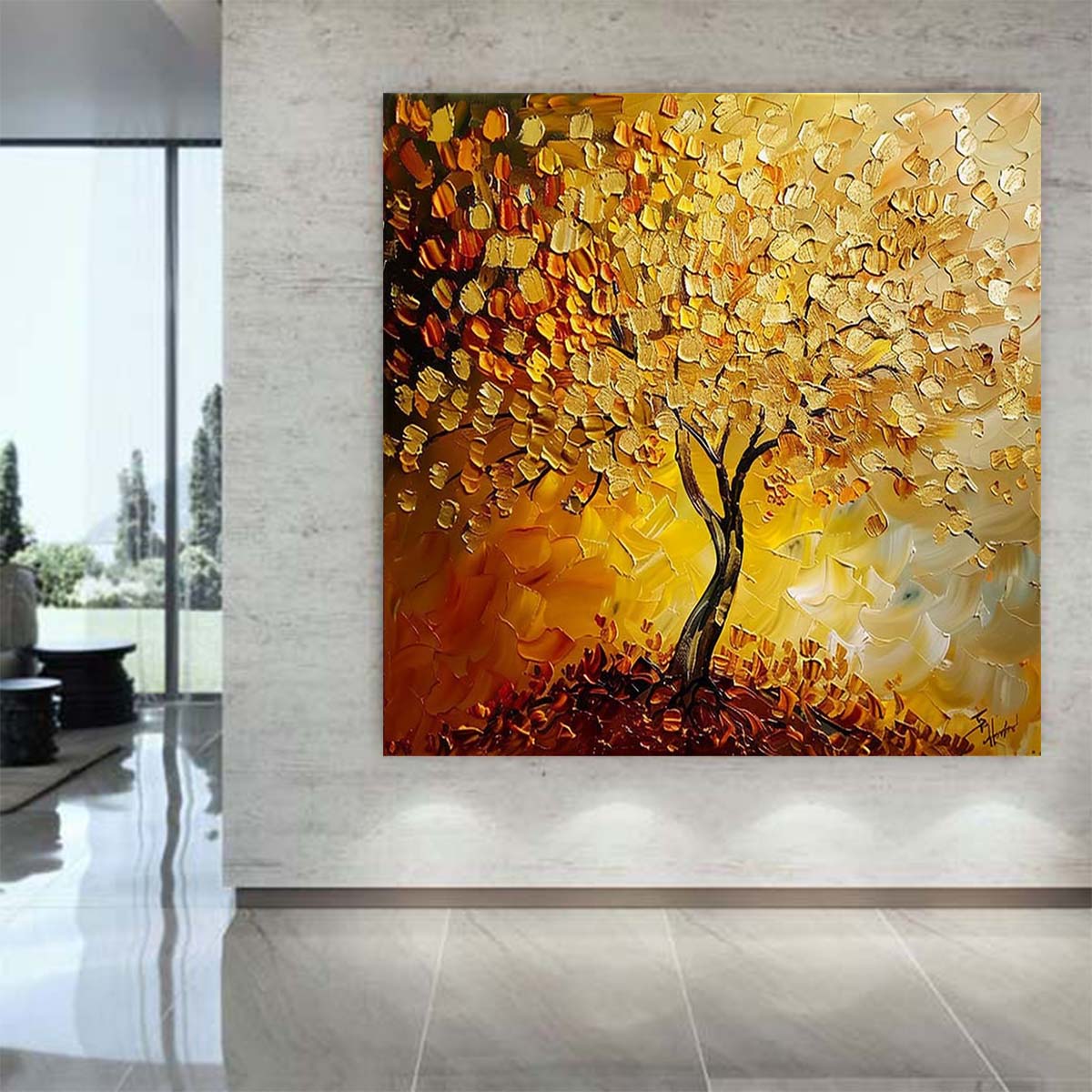 Abstract Handmade Oil Painting Modern Minimalist Home Living Room Decoration Painting,31inx31in,No Frame
