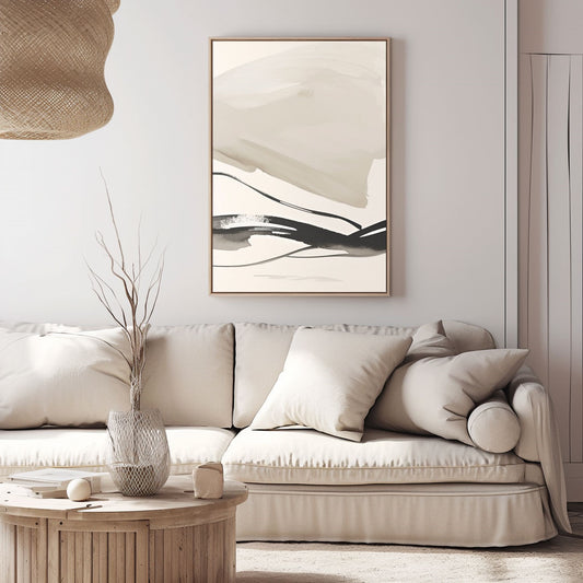 Handpainted Abstract Wall Art Painting Decorative Painting Aisle Corridor Mural Mooring Hanging Painting white black 31inx47in,No Frame
