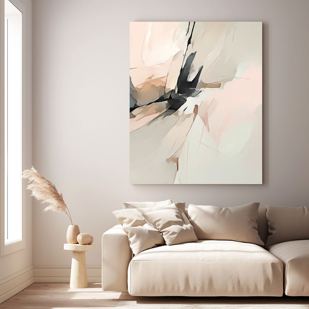 Handpainted Abstract Wall Art Painting Decorative Painting Aisle Corridor Mural Mooring Hanging Painting white black 31inx47in,No Frame