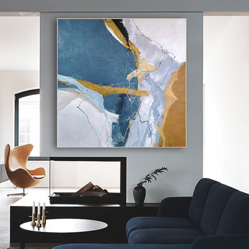 Vertical Large Living Room Modern Home Decoration Abstract Decorative Painting Murals  Handmade Oil Painting,31inx31in,No Frame