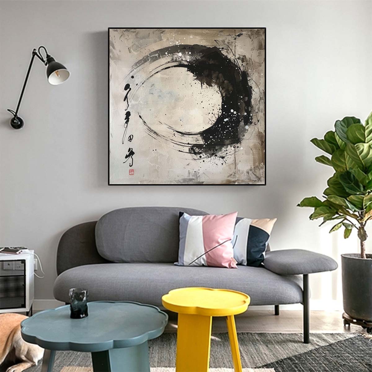 Abstract Handmade Oil Painting Modern Minimalist Home Living Room Decoration Painting,31inx31in,No Frame