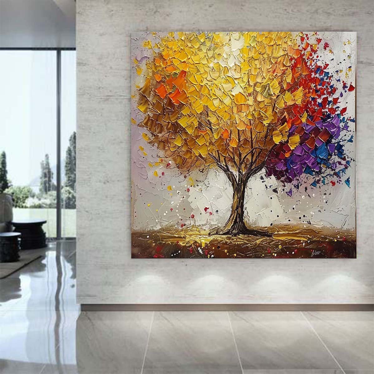 Abstract Handmade Oil Painting Modern Minimalist Home Living Room Decoration Painting,31inx31in,No Frame