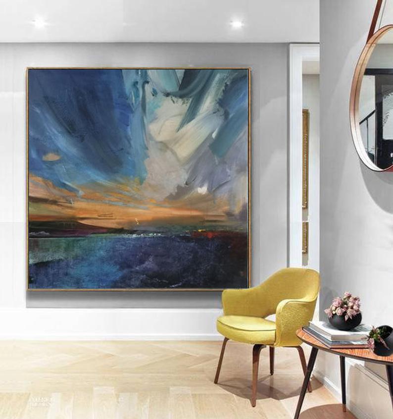 AbstractArtLandscapeOilPaintinghandpaintedGoldLeafMuralsVillaModelRoomDecorativePaintingThe 31in,No Frame