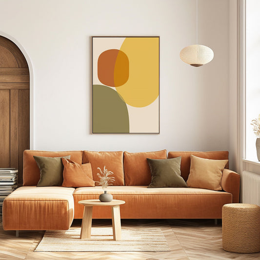 Handpainted Abstract Wall Art Painting Decorative Painting Aisle Corridor Mural Mooring Hanging Painting yellow green 31inx47in,No Frame