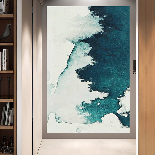 Modern Abstract Oil Painting On Canvas Handmade Blackish Green Ink Wash Wall Art Home Decor Restaurant,31inx47in,No Frame