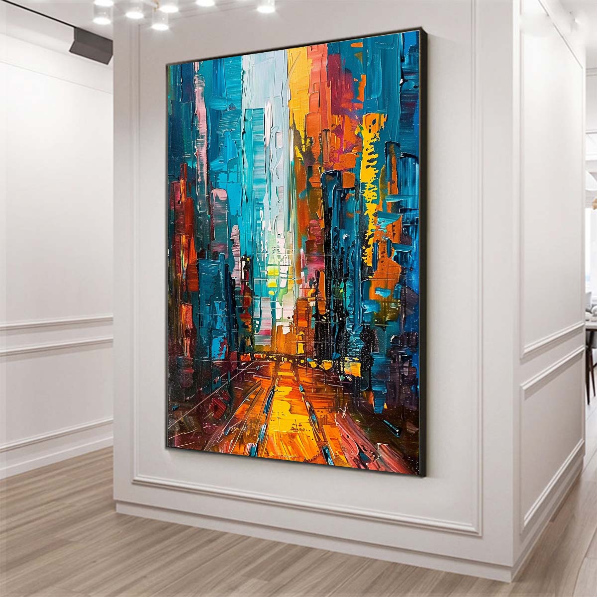 Original creation City Hand painted Oil Painting Canvas Wall Art For Home Living Room Unframed/Rolled #008