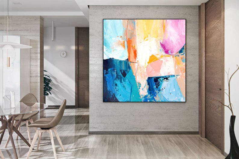 Original Living Room Art Canvas Art Modern Abstract Paintings Pink Extra Large Wall Art Abstract Paintings Large Canvas Art31in,No Frame