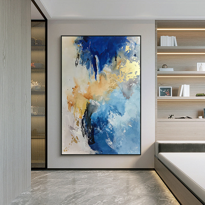 Golden Foil Abstract Design Oil Painting Wall Art Picture  Hand Drawn Canvas Wall Art Hot ,31inx47in,No Frame
