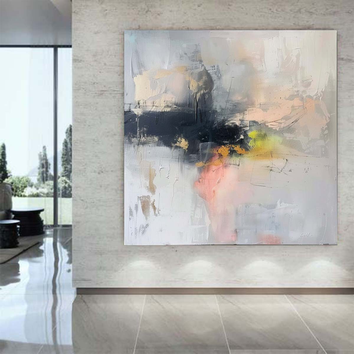 Abstract Handmade Oil Painting Modern Minimalist Home Living Room Decoration Painting,31inx31in,No Frame