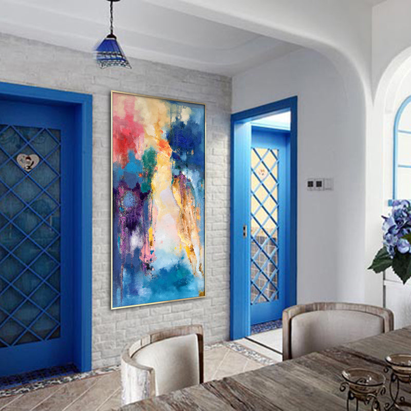 Large Blue Abstract Painting Painting Wall Art Canvas Painting Abstract Art Wall Painting Oil Painting Living Room Decoration27inx54in,No Frame