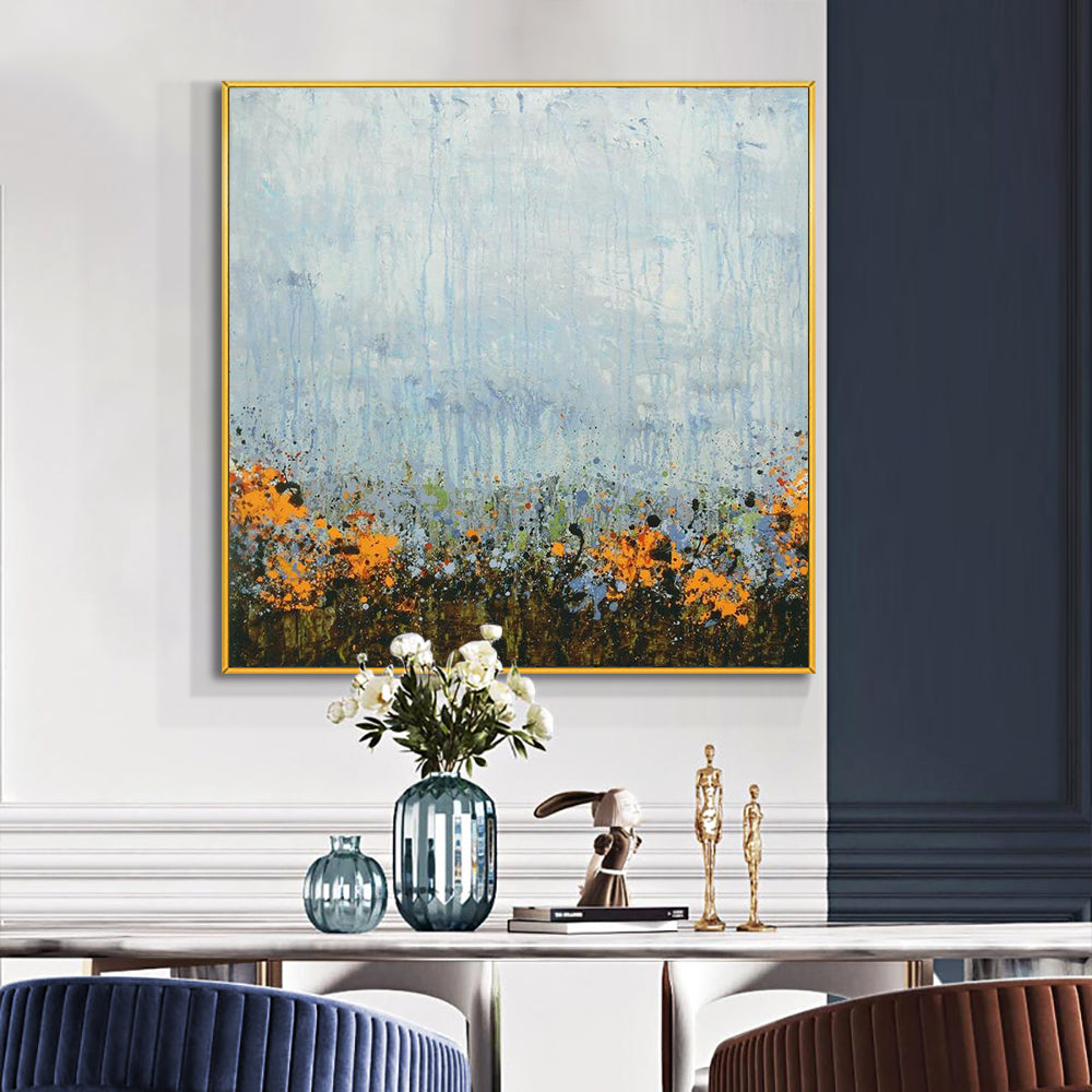 Abstract Beautiful Light Blue Painting On Canvas  Hand Painted Oil Painting Wall Art Poster Art,31inx31in,No Frame
