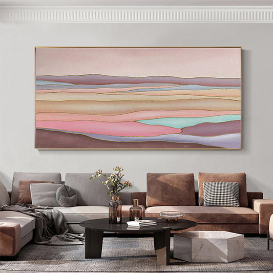 Hand painted Oil Painting Abstract Color Mountain Decoration Painting Bedroom Three dimensional Thick Texture Hanging Painting ,27inx54in,No Frame