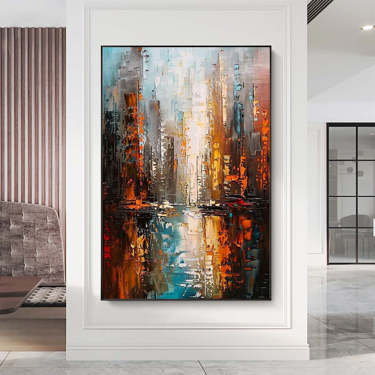 Original creation City Hand painted Oil Painting Canvas Wall Art For Home Living Room Unframed/Rolled #058