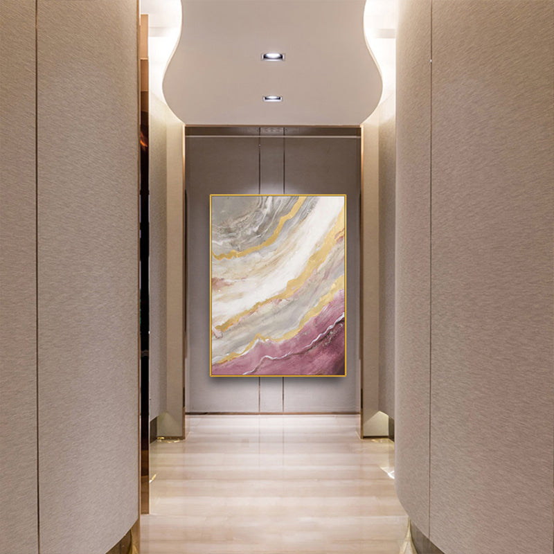 Hand Painted Golden Abstract Oil Painting On Canvas Large Handmade Wall Art Picture For Living Room,31inx47in,No Frame