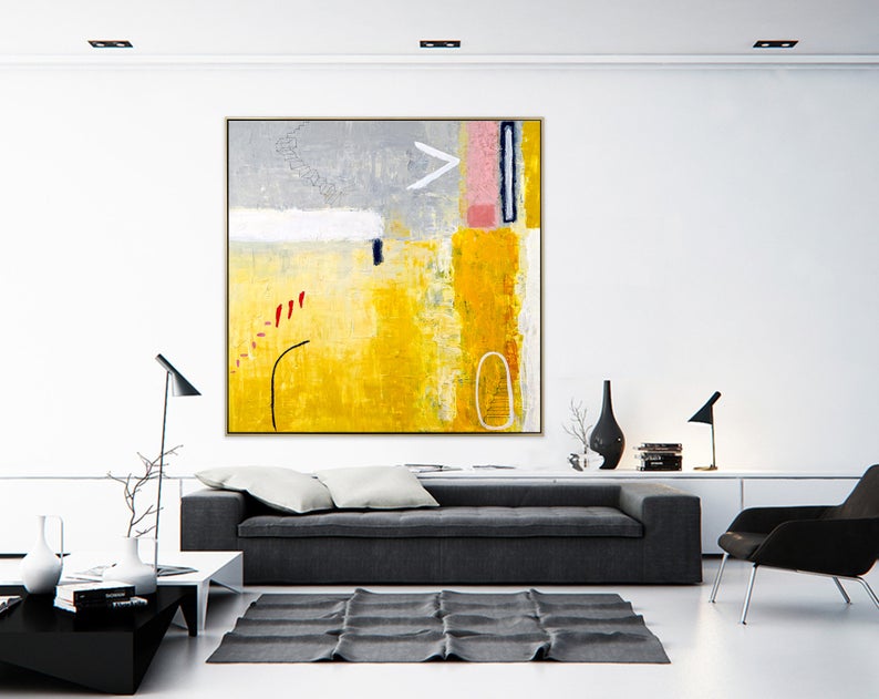AbstractPaintingOriginalLargeAcrylicCanvasWallArtExpressionismPlayfulModernPaintingWallArtOnCanvas   31in,No Frame