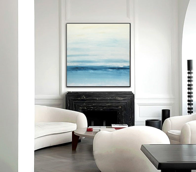OriginalLandscapeAbstractPaintingSeaModernOilPaintingFineArtHorizonContemporaryArtHandmadeArtHome  31in,No Frame