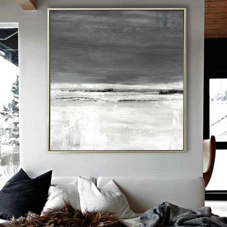 BlackWhiteAbstractPaintingMinimalistLargeCanvasArtBlackAndWhiteWallArtAbstractOilPainting 31in,No Frame
