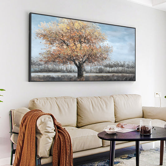 Abstract Large Size Trees Painting  Handmade On Canvas Modern Decorative Wall Art Painting For Living Room,27inx54in,No Frame