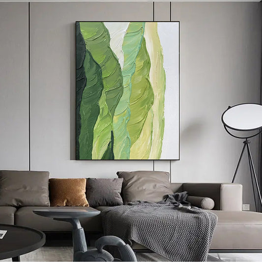 Abstract Art Handmade Oil Painting Canvas Green Paintings Wall Pictures Wall Artwork For Dining Room,31inx47in,No Frame