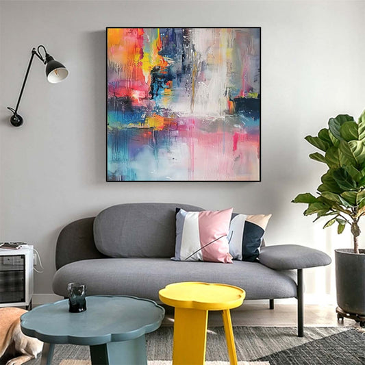 Abstract Handmade Oil Painting Modern Minimalist Home Living Room Decoration Painting,31inx31in,No Frame