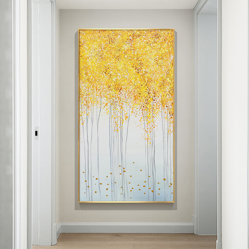 Lucky hand-painted Oil Painting Abstract Golden Tree Nordic Home Entrance Decorative Painting Paintings Modern American Light Lu27inx54in,No Frame