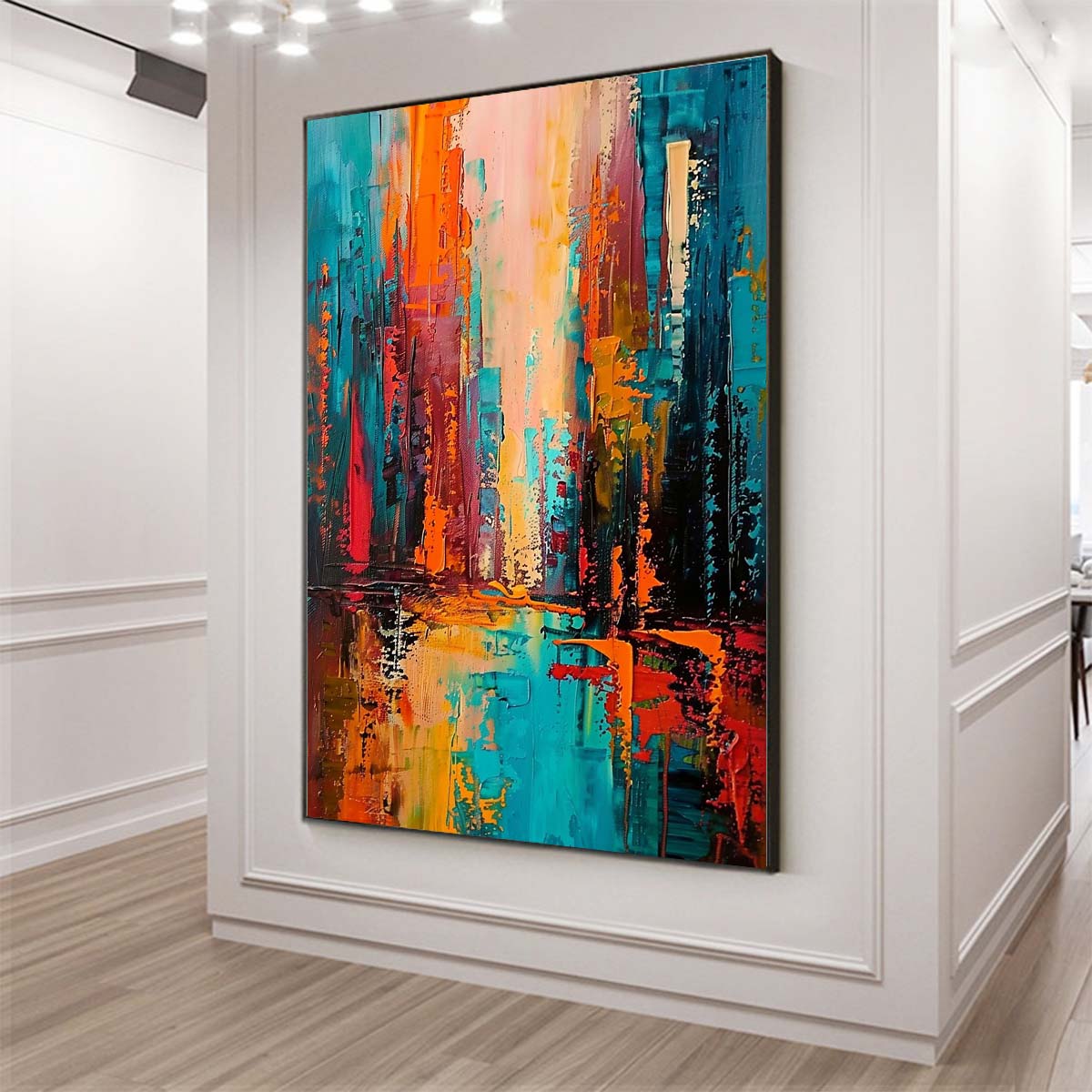 Original creation City Hand painted Oil Painting Canvas Wall Art For Home Living Room Unframed/Rolled #036