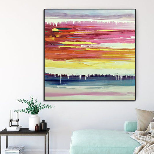 Hand painted Oil Painting Abstract Color Canvas Oil Painting Home Decoration Art Oil Painting,31inx31in,No Frame