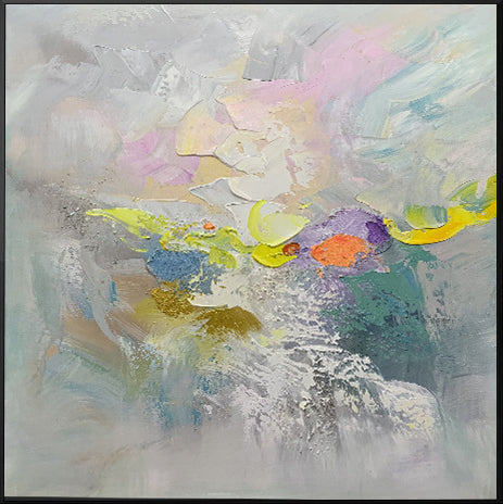 Handpainted Oil Painting On Canvas New Handmade Abstract White Yellow Grey Wall Art Picture Home,31inx31in,No Frame