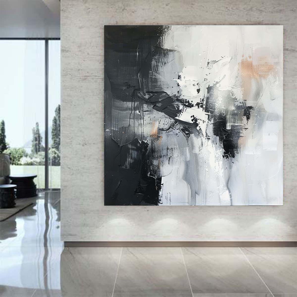 Abstract Handmade Oil Painting Modern Minimalist Home Living Room Decoration Painting,31inx31in,No Frame