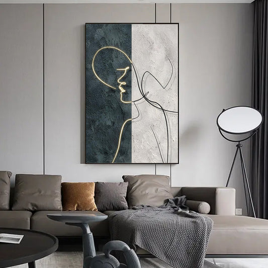Frameless Abstract Woman Oil Painting Figure Modern Wall Art Handpainted Paintings On Canvas For Office,31inx47in,No Frame