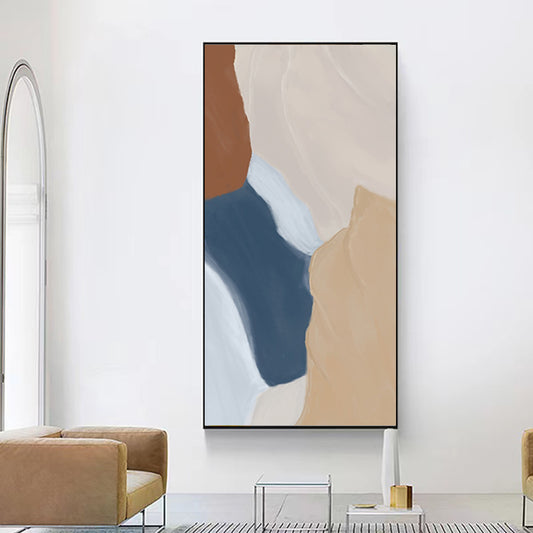 Handmade Art Picture Modern Living Room Decoration Oil Painting Handpainted Geometric Texture Art Wall Hangings,27inx54in,No Frame