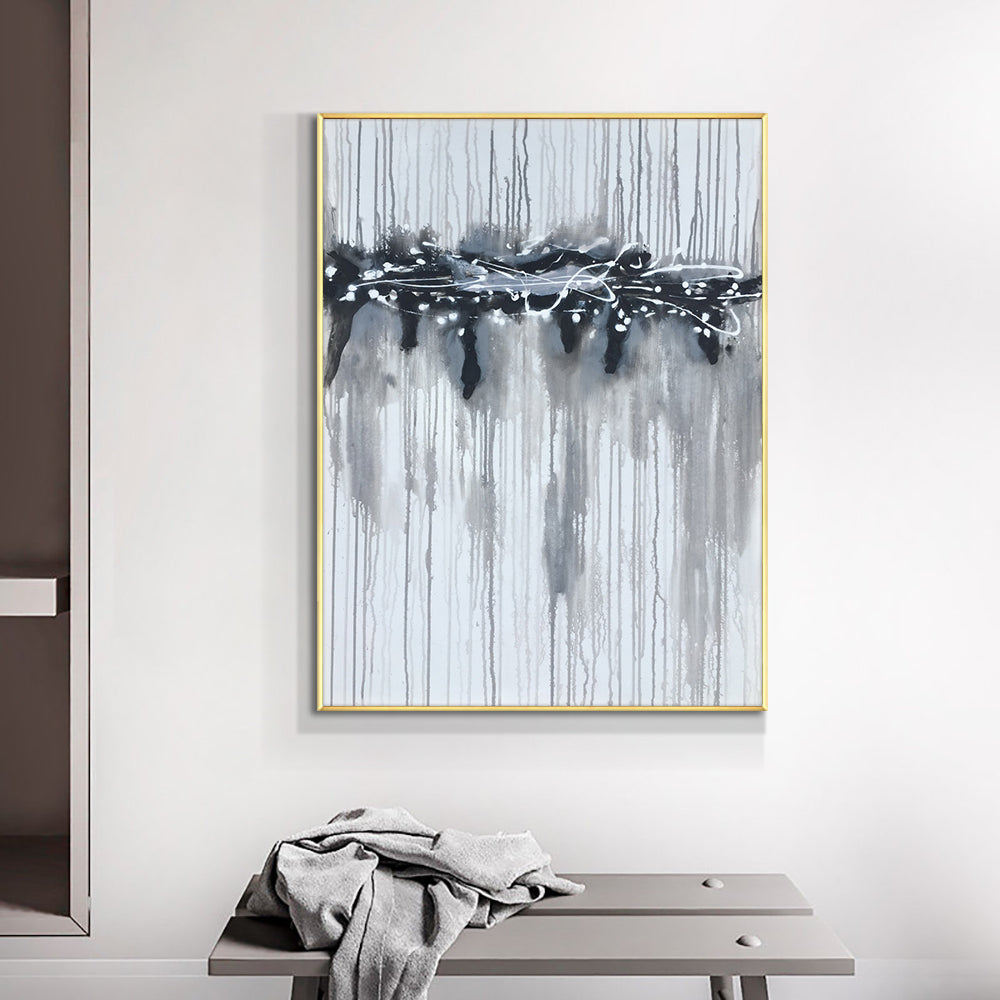Modern Wall Art Pictures For Living Room Abstract Hand Painted Oil Painting On Canvas Black Handmade,31inx47in,No Frame