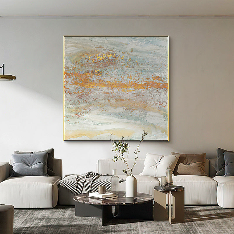 Newest Abstract Gold Paintings  Handmade Acrylic Canvas Modern Wall Decor Art Wall Unframe Decor,31inx31in,No Frame