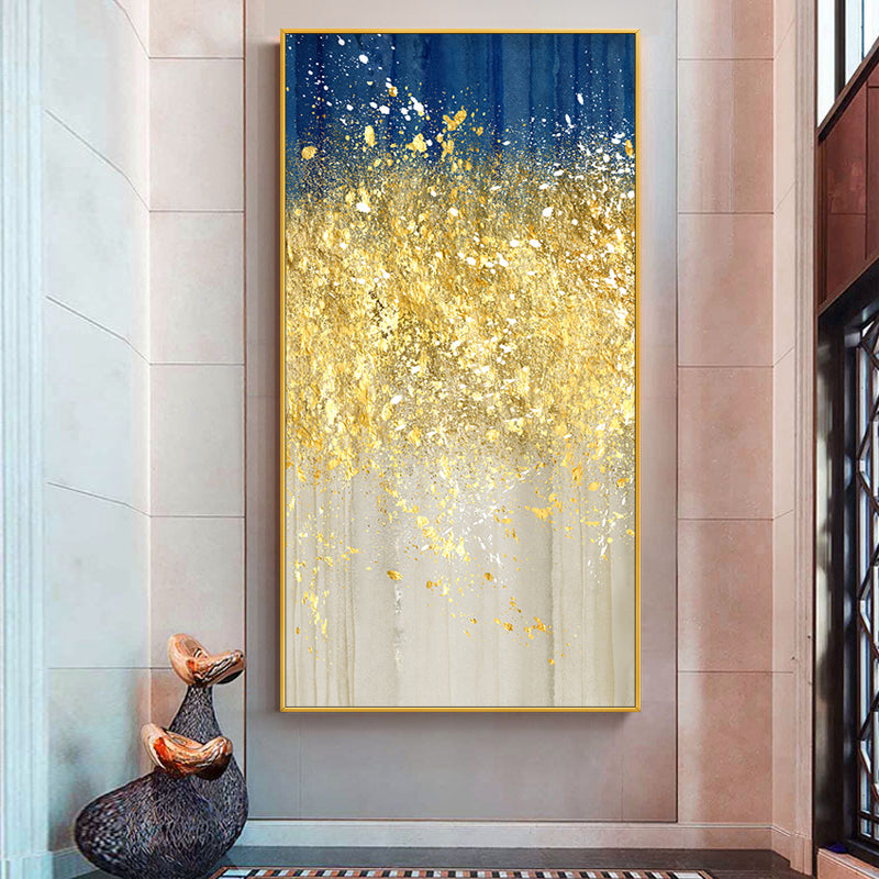 Pure Gold hand-painted Oil Painting Pachira Nordic Light Extravagant Backdrop Decorative Painting The Living Room Hallway Entran27inx54in,No Frame