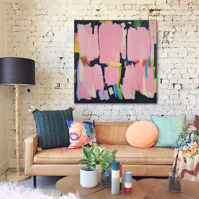 Hand Painted Abstract Painting On Canvas Acrylic Art Nordic Freshing Style Wall Art Minimalist Artwork Living Room Home Decor31in,No Frame