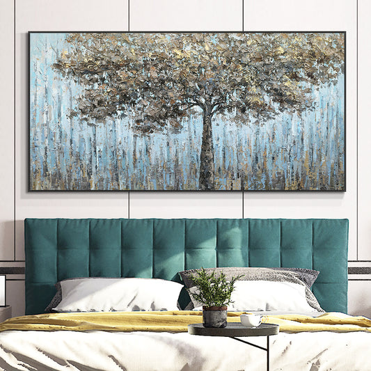 Abstract Large Size Trees Oil Painting  Hand Painted Canvas Painting Modern Decorative Wall Art,27inx54in,No Frame