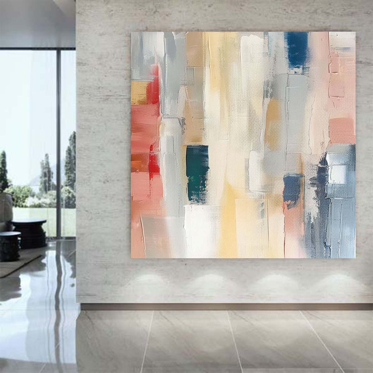 Abstract Handmade Oil Painting Modern Minimalist Home Living Room Decoration Painting,31inx31in,No Frame