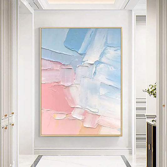 Large Wall Art Bright Abstract Painting Thick Oil Canvas Painting Hand Painted Abstract Artwork Living Room,31inx47in,No Frame