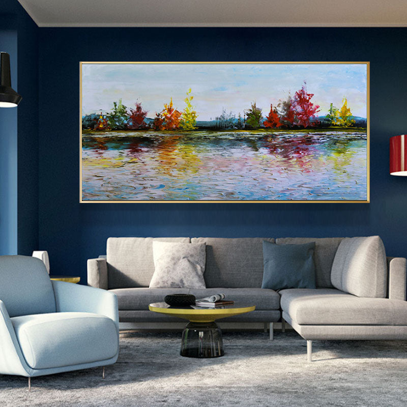 Hand-painted Oil Painting Decorative Painting The Living Room Sofa Backdrop Creative Handmade Mural Paintings Modern Minimalist27inx54in,No Frame