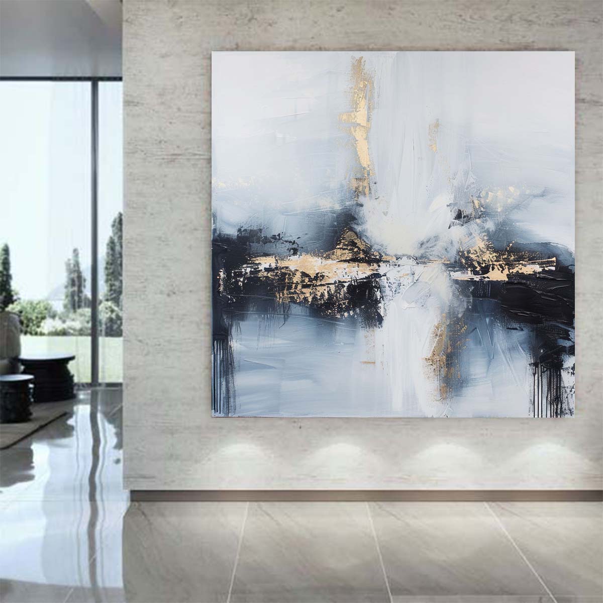 Abstract Handmade Oil Painting Modern Minimalist Home Living Room Decoration Painting,31inx31in,No Frame