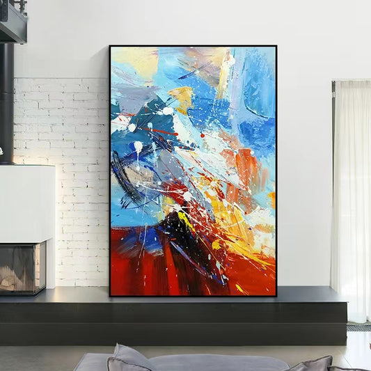 Modern Minimalist Abstract Hand painted Oil Painting Living Room Sofa Decoration Painting Vertical Version Mural Canvas,31inx47in,No Frame