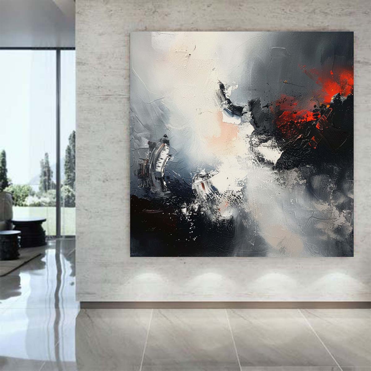 Abstract Handmade Oil Painting Modern Minimalist Home Living Room Decoration Painting,31inx31in,No Frame
