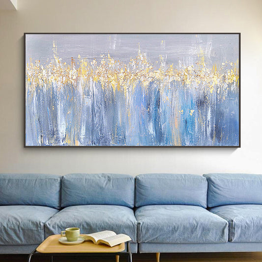 Handmade Golden Butterfly Picture Wall Art Paintings Handpainted Oil Painting On Canvas Large Handmade Modern,27inx54in,No Frame
