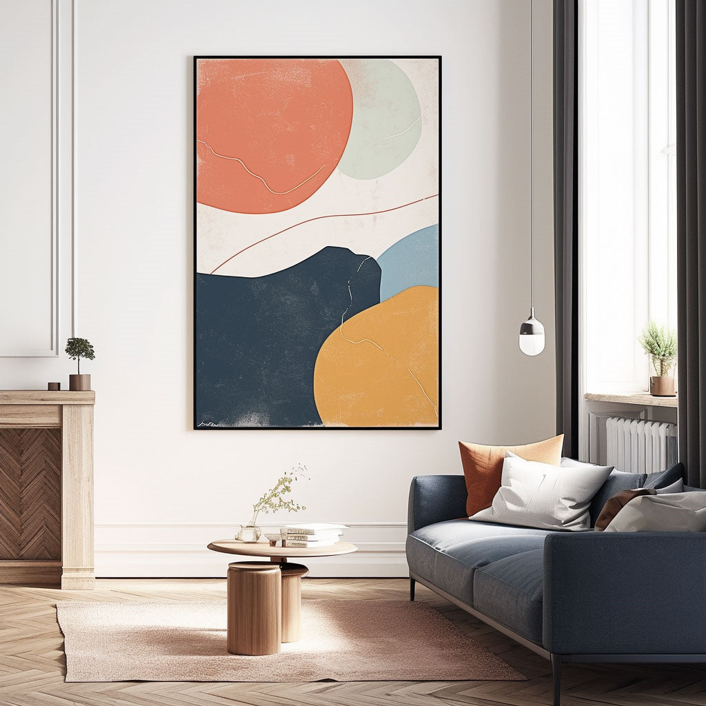 Handpainted Abstract Wall Art Painting Decorative Painting Aisle Corridor Mural Mooring Hanging Paintingyellowblue1inx47in,No Frame