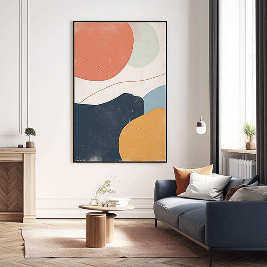 Handpainted Abstract Wall Art Painting Decorative Painting Aisle Corridor Mural Mooring Hanging Paintingyellowblue1inx47in,No Frame