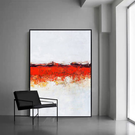 Red Oil Painting Abstract Wall Art On Canvas Handmade Modern Home Decoretive Painting Large Size Canvas,31inx47in,No Frame