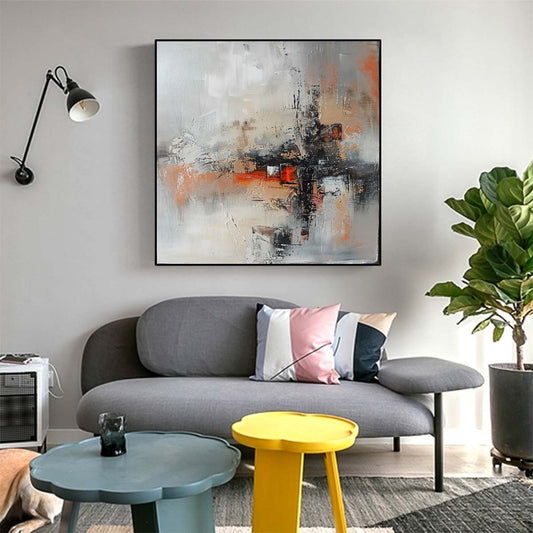 Abstract Handmade Oil Painting Modern Minimalist Home Living Room Decoration Painting,31inx31in,No Frame 1