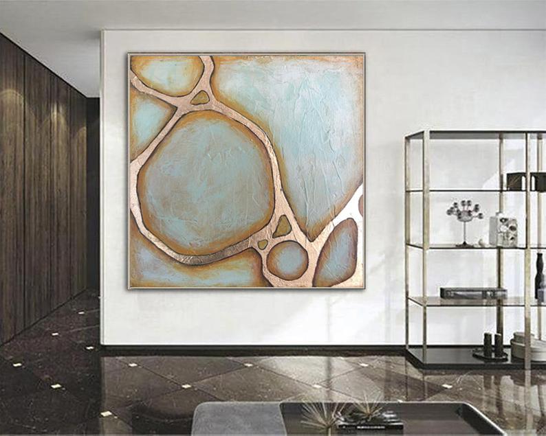 AbstractOilPaintingsOnCanvasExtraLargeWallArtAbstractGoldLeafPaintingContemporaryArtWall 31in,No Frame