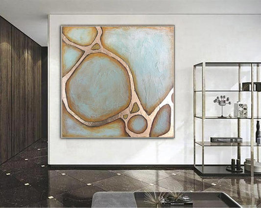AbstractOilPaintingsOnCanvasExtraLargeWallArtAbstractGoldLeafPaintingContemporaryArtWall 31in,No Frame