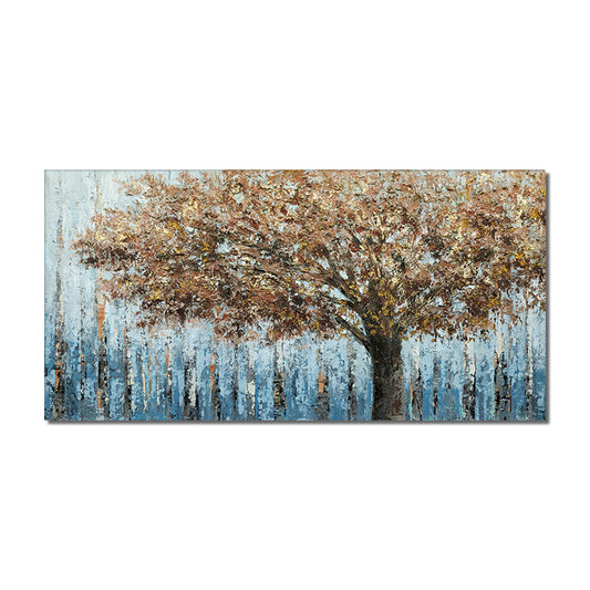 Abstract Large Size Trees Oil Painting  Hand Painted Canvas Painting Modern Decorative Wall Art,27inx54in,No Frame